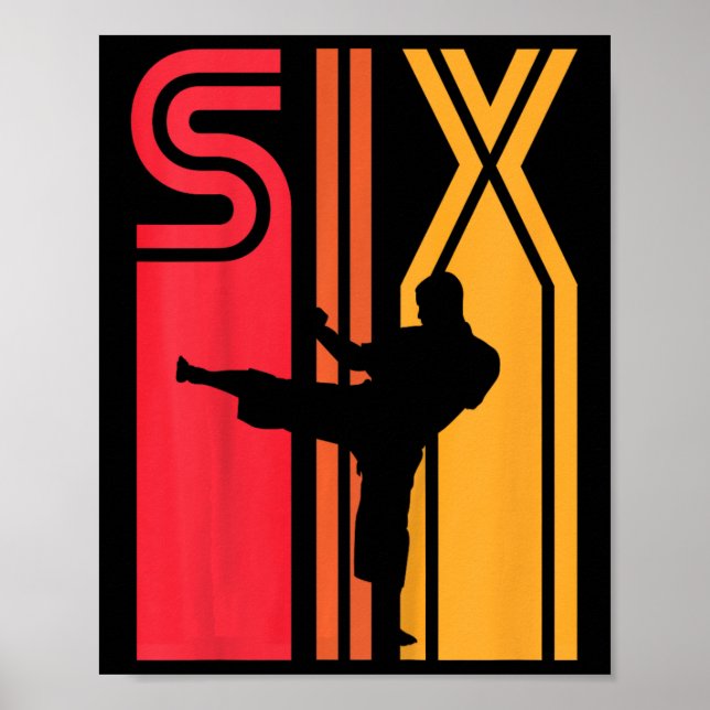 Present till 6-åringar Karate Retro Taekwondo Mart Poster (Framsidan)