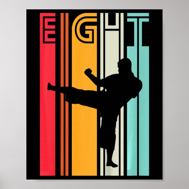 Present till 8-årsfirande Karate Retro Taekwondo M Poster (Framsidan)