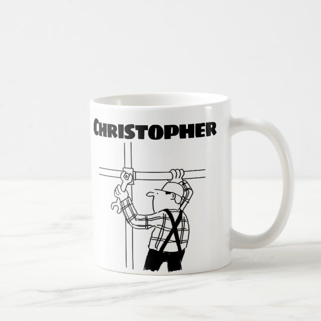 Present till en byggnadsställningsarbetare med nam kaffemugg (Höger)