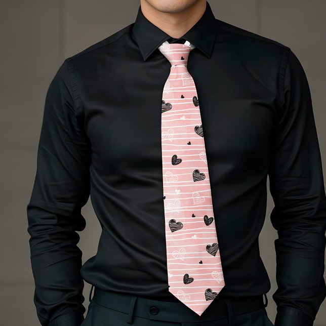 Present till honom Kärlekstext Handritat hjärta sl Slips (Gift for Him Love Text Hand Drawn Heart Tie)