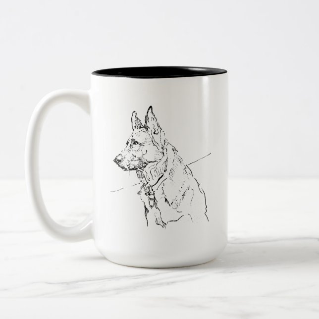 Present till hundälskare, tysk schäfer kaffemugg (Vänster)