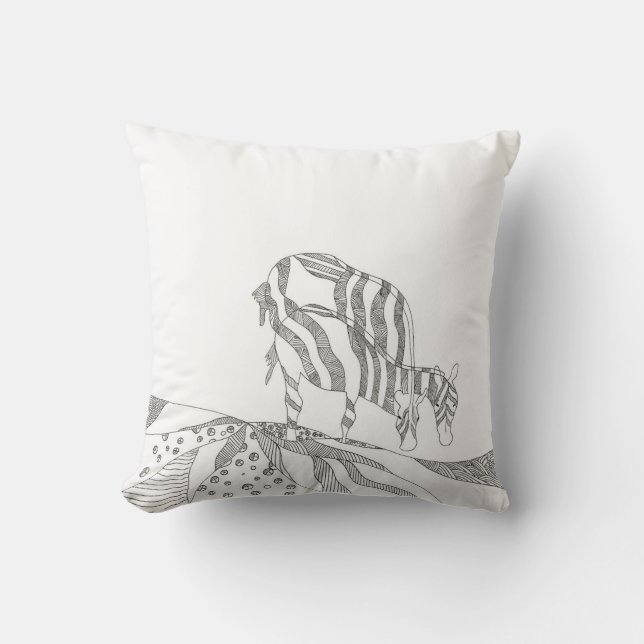 present till mamma  abstrakt pinnefigur kastar pil kudde (Framsida)