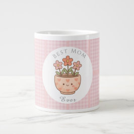 Present Till Mamma,Bästa Mamma Någonsin,Rosa Rutig Jumbo Mugg