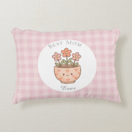 Present Till Mamma,Bästa Mamma Någonsin,Rosa Rutig Prydnadskudde