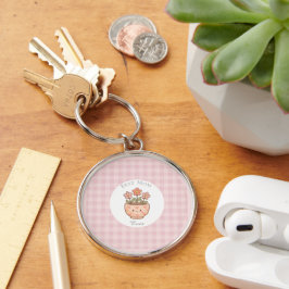 Present Till Mamma,Bästa Mamma Någonsin,Rosa Rutig Rund Silverfärgad Nyckelring