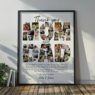 Present till mamma och pappa Foto Collage Familjeb Poster