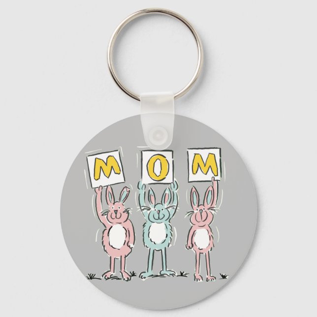 Present till mamma Roliga kaniner Design Nyckelrin Nyckelring (Framsida)