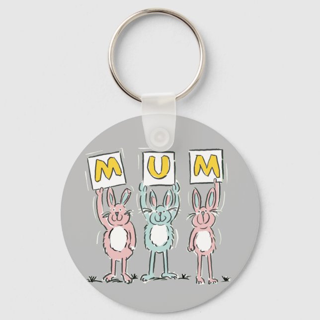 Present till Mamma Roliga Kaniner Design Nyckelring (Framsida)
