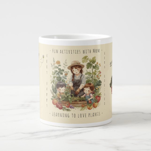 Present till Mamma, Trädgårdsskötsel, Roliga aktiv Jumbo Mugg (Framsidan)
