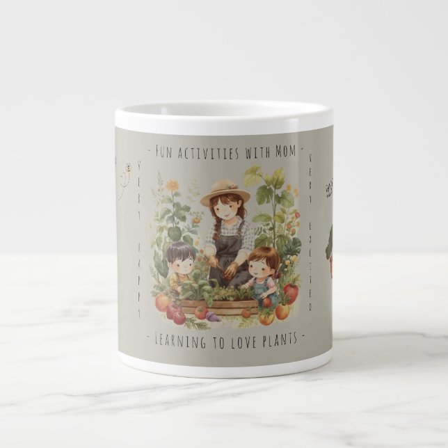 Present till Mamma, Trädgårdsskötsel, Roliga aktiv Jumbo Mugg (Framsidan)