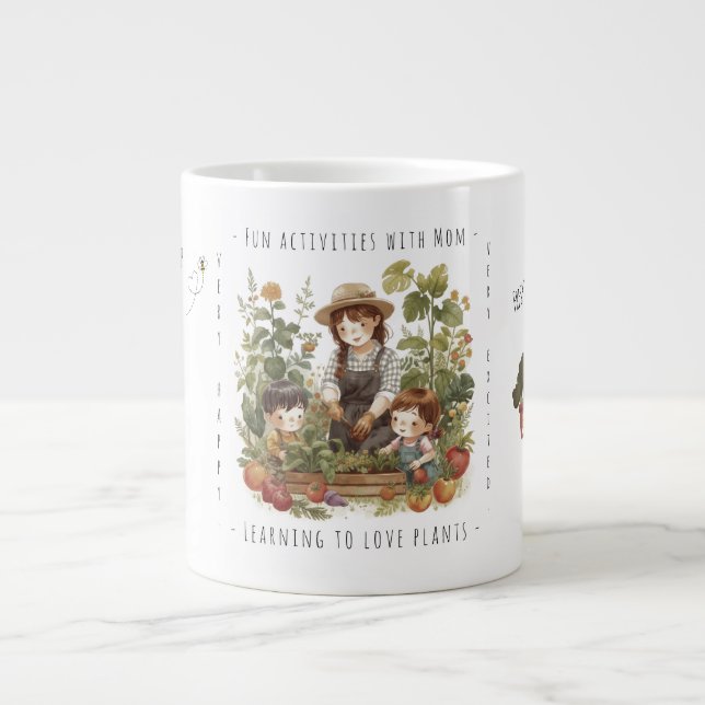 Present till Mamma, Trädgårdsskötsel, Roliga aktiv Jumbo Mugg (Framsidan)