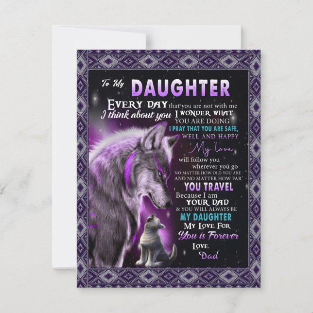 Present Till Min Dotter, Dotter Och Pappa, Vargäls Inbjudningar (Framsida)