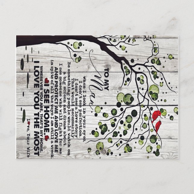 Present Till Min Man | Till Min Man Underbar Brev Meddelande Vykort (Framsida)