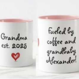 Present till mormor, personlig med namn & år mugg