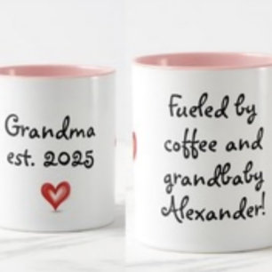 Present till mormor, personlig med namn & år mugg