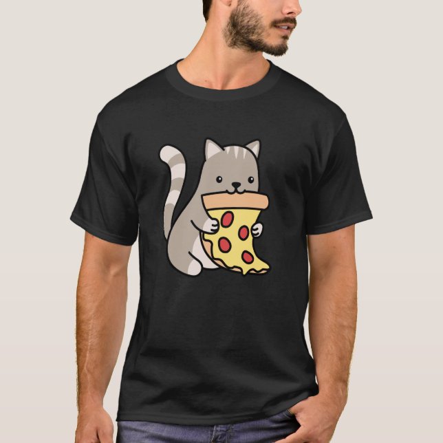 Present till pizzälskare - Pizza - Katt T Shirt (Framsida)