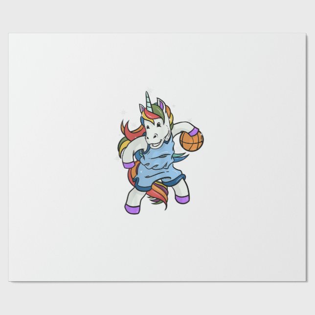 Present till tjej basketspelare BBaller Enhörning  Presentpapper (Platt)