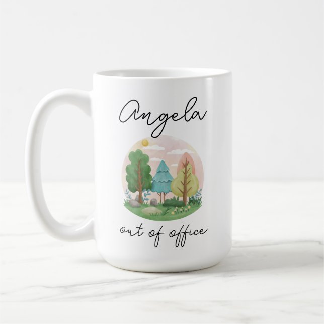 Present utanför kontoret Skogspresent för pensione Kaffemugg (Vänster)