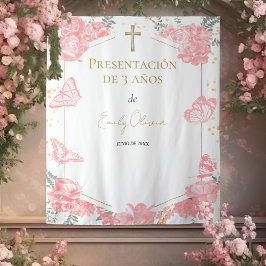 Presentación 3 años BackDrop Fjärilar Rosa