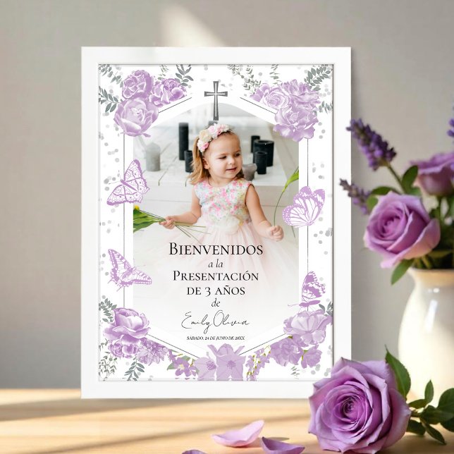 Presentación 3 años Photo Welcome Sign Fjärilar Poster (Skapare uppladdad)