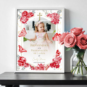 Presentación 3 años Photo Welcome Sign Fjärilar Poster