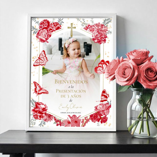 Presentación 3 años Photo Welcome Sign Fjärilar Poster (Skapare uppladdad)