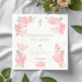 Presentación de 3 años Napkins Fjärilar Rosa Pappersservett