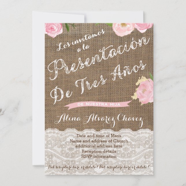 Presentación de Tres años, invitación presentacion Inbjudningar (Framsida)