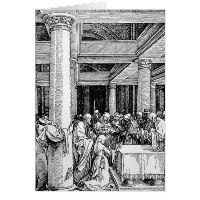 Presentation i templet, 1503/4 hälsningskort (Framsidan)