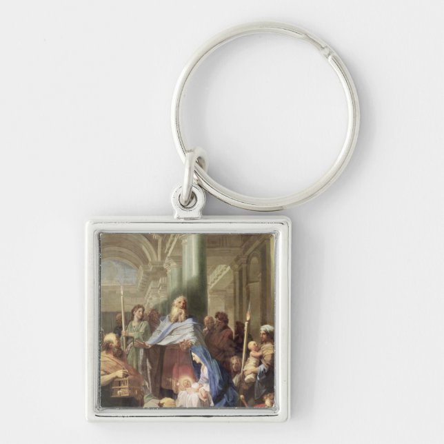 Presentationen i tempelet, 1692 fyrkantig silverfärgad nyckelring (Framsidan)