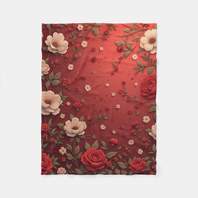 presentblomma mönster knäfilt fleecefilt (Framsidan)