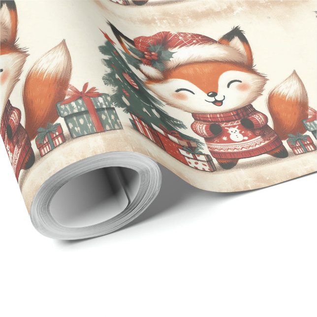 Presentbox för julklapp Santa Fox Presentpapper (Rullad Hörn)