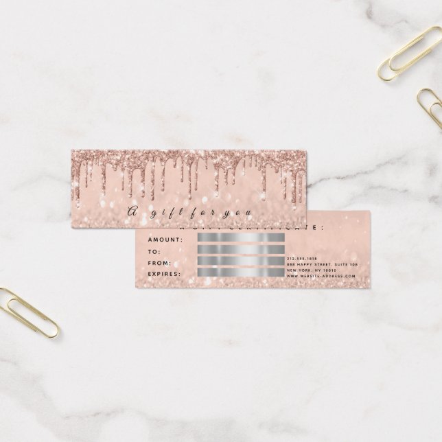 Presentcertifikat Drips Spark RoseGray Makeup Smal Litet Visitkort (Kontor)