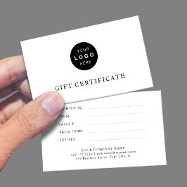 Presentcertifikat för den moderna eleganten logoty visitkort