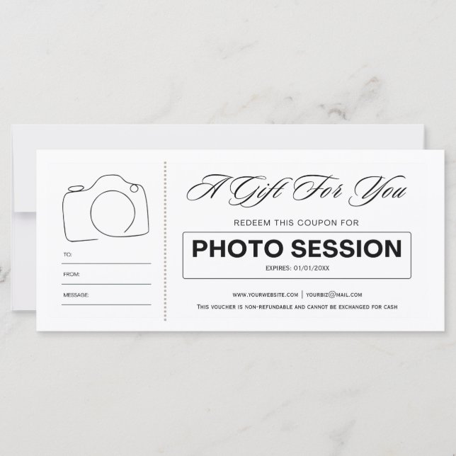 Presentcertifikat för fotoskottssession (Framsida)