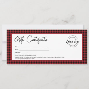 Presentcertifikat för Red Black plaid logotyp-Helg Inbjudningar