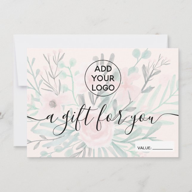 Presentcertifikat för  rosa blommigt-logotyp för v (Framsida)