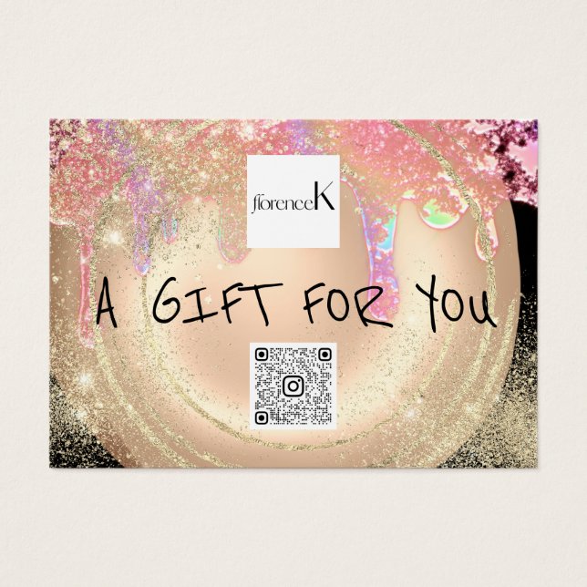 Presentcertifikat Nagel Guld Makeup-drivrutiner QR Visitkort (Framsidan)