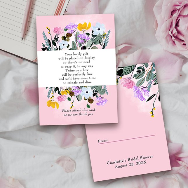 Presentdusch Vacker vildblomma gräsmatta presentko Tilläggskort (Display shower 2-in-1 insert card and gift tag from my Wildflower Lawn Collection.)