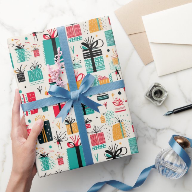 Presenter Bows Festive Helgdagar Mönster Gift Presentpapper (Gifting)