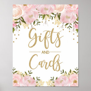 Presenter och kort Rosa Blommig Bröllopsdekoration Poster