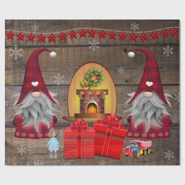 Presenter Rustic Wood, julgranar Presentpapper (Platt)