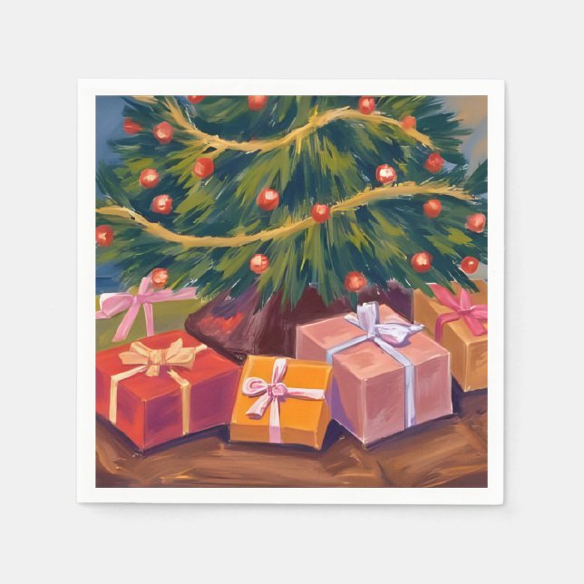 Presenter under Träd-julens Julfest Pappersservett (Framsidan)