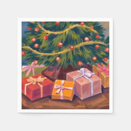 Presenter under trädet julfirande pappersservett