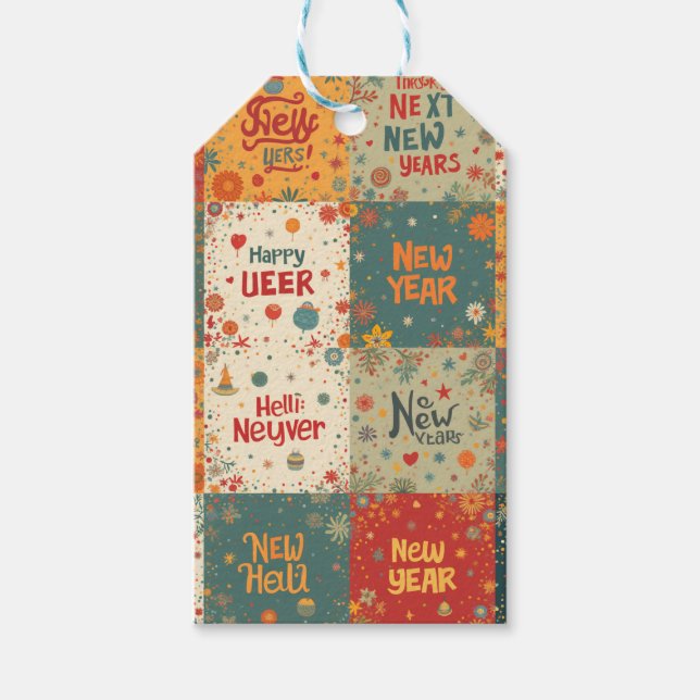 Presentera Märkre med nyårsvy Presentetikett (Framsidan)