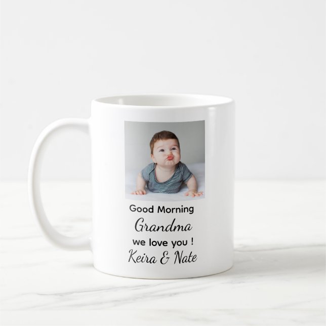 Presenterad bild och meddelande-mugg för mormor kaffemugg (Vänster)