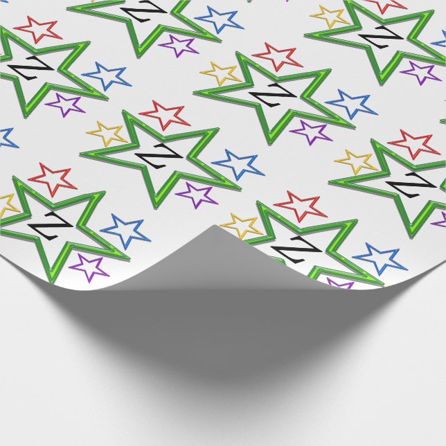 Presentförpackning - Stjärnor med initial Presentpapper (Hörn)