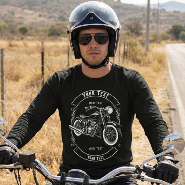 Presentidé för motorcyklist med egen text t shirt (Skapare uppladdad)