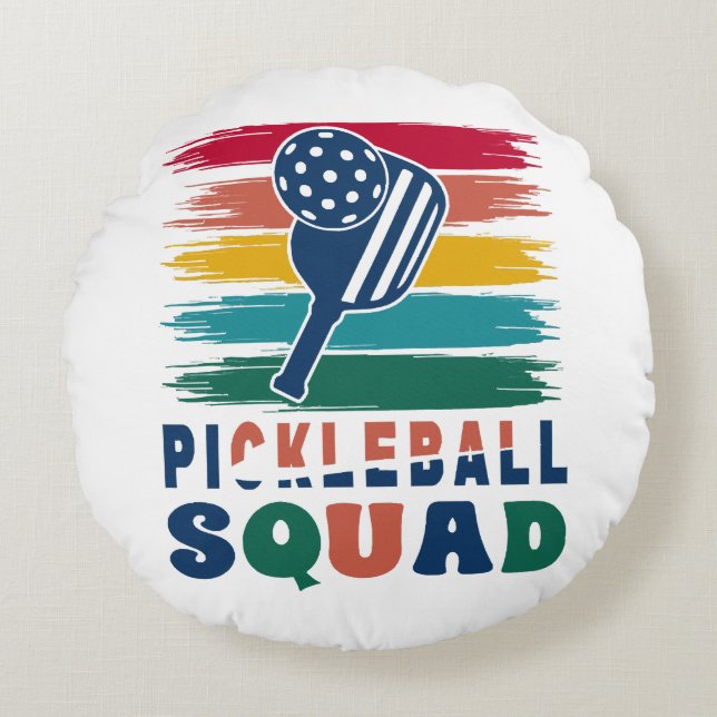 Presentidé för pickleballspelare rund kudde (Framsidan)