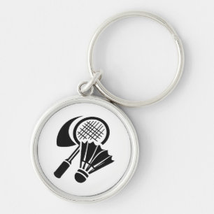 Presentidéer för badminton rund silverfärgad nyckelring